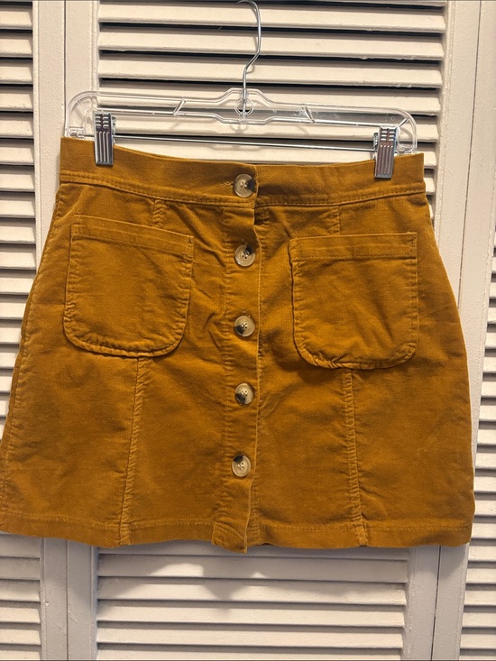 Dresses & Skirts - Button-Front Corduroy Mini Skirt in Mustard